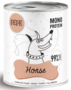 Paka Zwierzaka PEPE Horse (koń) monobiałkowa kompozycja dla psa puszka 800g