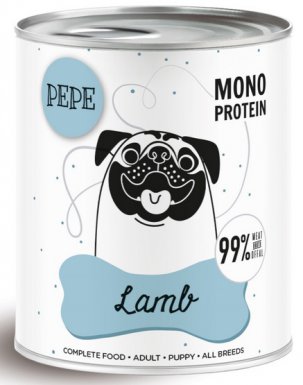 Paka Zwierzaka PEPE Lamb (jagnięcina) monobiałkowa kompozycja dla psa puszka 800g