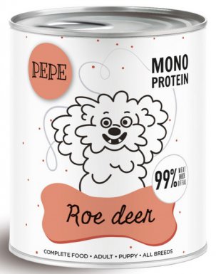 Paka Zwierzaka PEPE Roe Deer (sarna) Monobiałkowa kompozycja dla psa puszka 800g