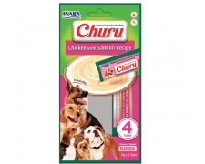 Inaba Dog Churu 4P kurczak z łososiem smaczne i zdrowe, kremowe przekąski w tubce dla psów 4x14g