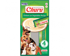 Inaba Dog Churu 4P kurczak z warzywami smaczne i zdrowe, kremowe przekąski w tubce dla psów 4x14g