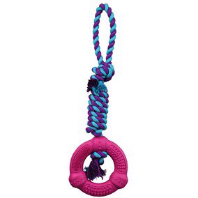 Trixie Denta Fun Ring on a Rope Gumowy ring ze sznurem dla psa 41cm