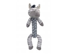 Yarro Pluszowa zebra z plecionym sznurem i piszczałką dla psa 35cm