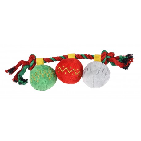 Barry King Zabawka sznur z pluszowymi piłkami dla psa 32x9cm