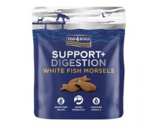 Fish4Dogs Digestion White Fish Morsels wsparcie układu pokarmowego zostały przygotowane z łososia i ze świeżej makreli 225g