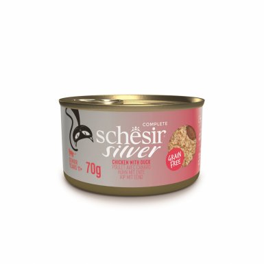 Schesir Silver karma mokra dla kota mus z rozdrobnionym kurczakiem i kaczką 70g