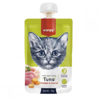 Wanpy Taste Meat Paste Tuna Chicken & Carrot pasta mięsna tuńczyk z kurczakiem i marchewką dla kota 90g